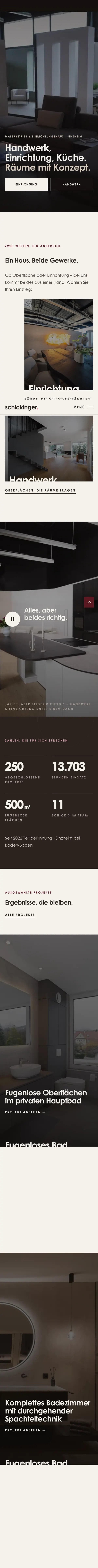 Die Schickinger-Website auf dem Smartphone